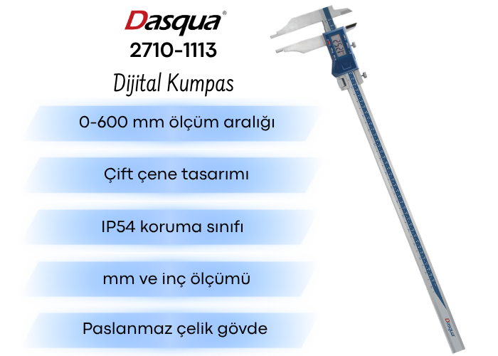 Dasqua 2710-1113 Uzun Çift Çeneli Dijital Kumpas 0-600 mm Kumpas | Mikrometre | Komparatörbrand> zoofarm