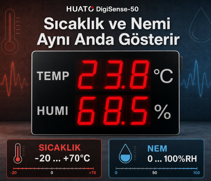 Huato DigiSense-50 Ekstra Büyük Sıcaklık Nem Göstergesi | 12,5 cm Rakam Oda Termometreleribrand> zoofarm