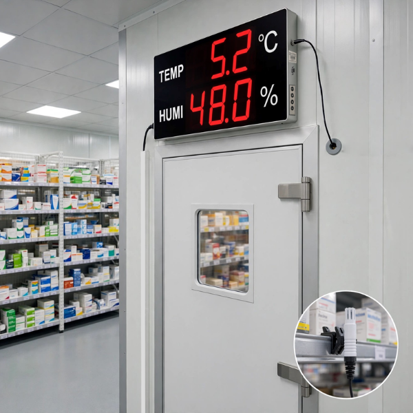 Huato CableSense-50 Kablolu Ekstra Büyük Sıcaklık Nem Göstergesi | 3 m Sensörlü | 12,5 cm Rakam Oda Termometreleribrand> zoofarm