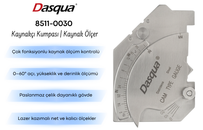 Dasqua 8511-0030 Kaynakçı Kumpası | Kaynak Mastarı Kumpas | Mikrometre | Komparatörbrand> zoofarm
