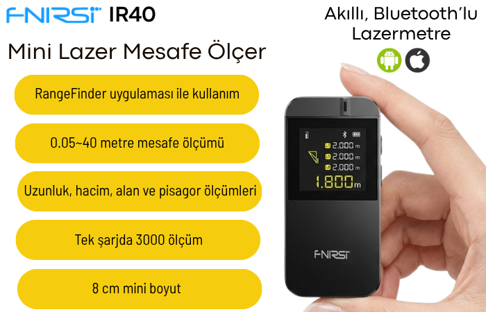 FNIRSI IR40 Mini Lazermetre Mesafe Ölçer 40 m | Akıllı Telefon Uyumlu Lazermetrebrand> zoofarm