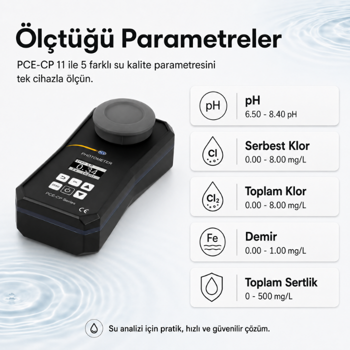 PCE-CP 11 Dijital Fotometre | pH, Demir, Klor ve Toplam Sertlik Ph Ölçerbrand> zoofarm
