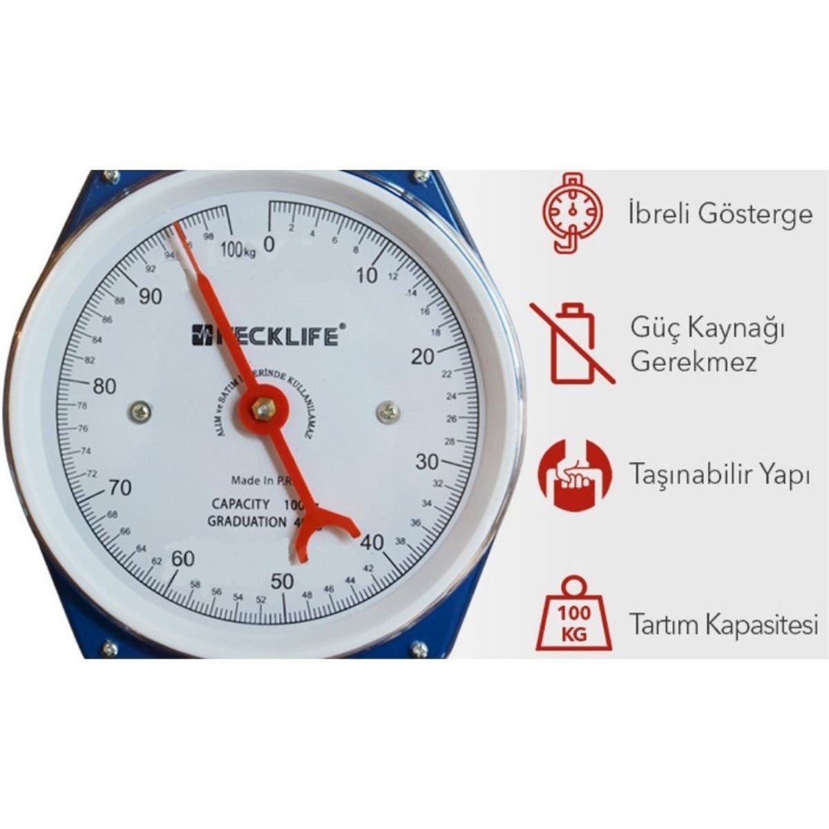 .İbreli Askı Terazi 100KG TÜM ÖLÇÜM CİHAZLARIOLCUMCİHAZFİYAT zoofarm