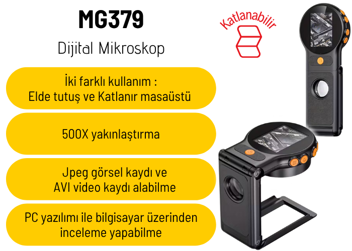 MG379 500X Dijital Ekranlı Katlanabilir Mikroskop | Masaüstü ve Elde Kullanım Büyüteçler ve Mikroskoplarbrand> zoofarm