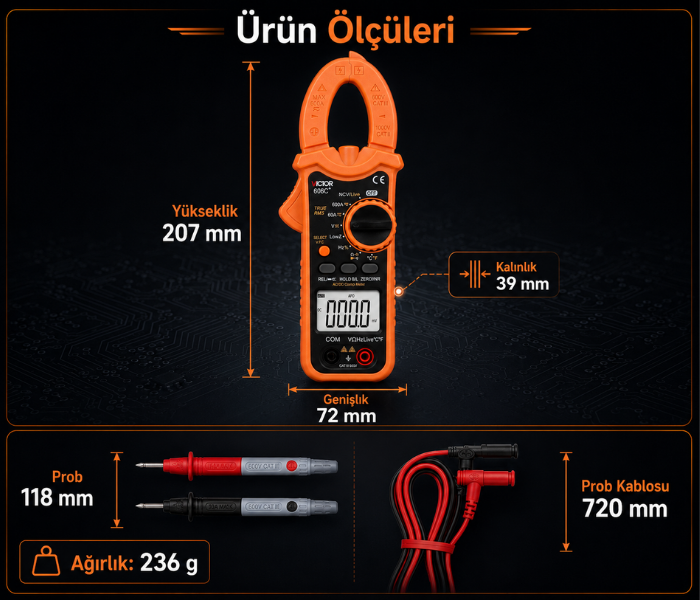 Victor 606C+ AC/DC 600A Dijital Pensampermetre Pens Ampermetrebrand> zoofarm