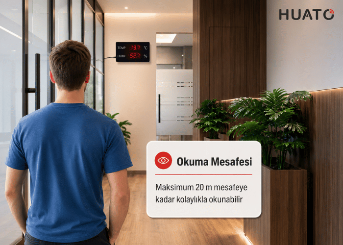 Huato NanoSense-18 Büyük LED Ekranlı Endüstriyel Sıcaklık ve Nem Ölçer Oda Termometreleribrand> zoofarm