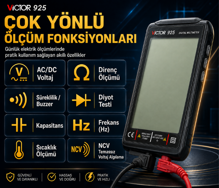 Victor 925 Büyük Ekranlı True RMS Akıllı Dijital Multimetre Multimetrebrand> zoofarm