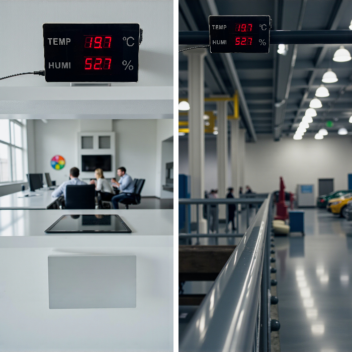 Huato NanoSense-18 Büyük LED Ekranlı Endüstriyel Sıcaklık ve Nem Ölçer Oda Termometreleribrand> zoofarm