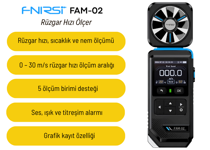 FNIRSI FAM-02 Rüzgar Hızı Sıcaklık ve Nem Ölçer Anemometre Rüzgar Hızı Ölçerbrand> zoofarm