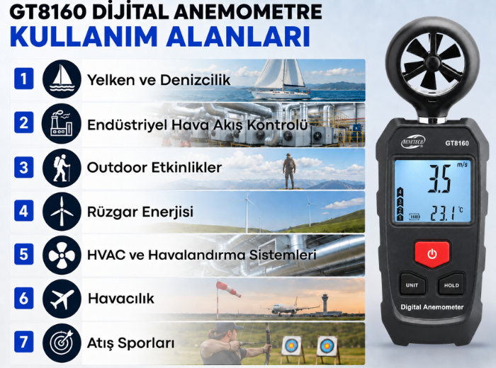 Benetech GT8160 Mini Anemometre Rüzgar Hızı ve Sıcaklık Ölçer Rüzgar Hızı Ölçerbrand> zoofarm