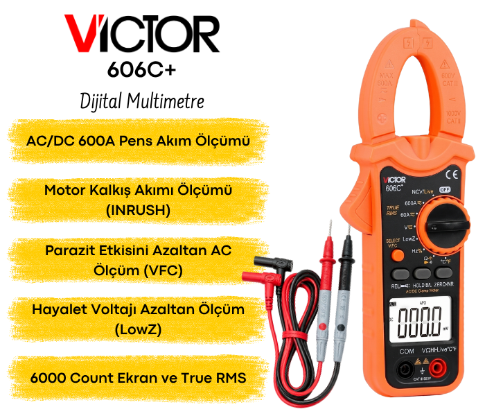 Victor 606C+ AC/DC 600A Dijital Pensampermetre Pens Ampermetrebrand> zoofarm