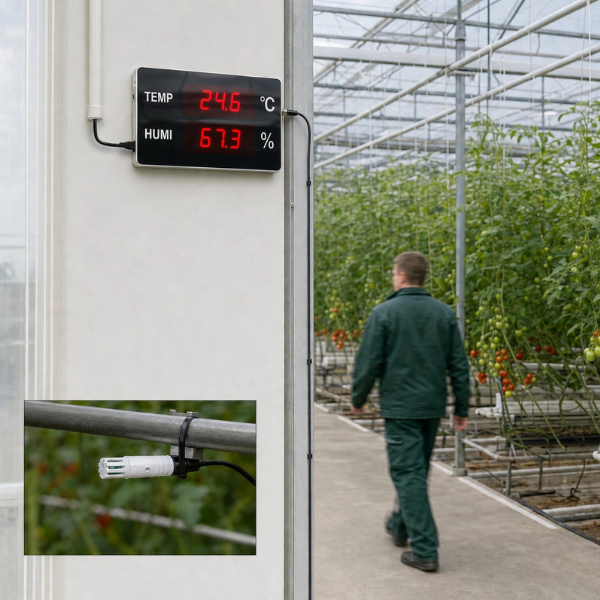 Huato CableNanoSense-18 Kablolu Büyük Ekranlı Sıcaklık Nem Göstergesi | 12,5 cm Rakam | 3 m Sensörlü TERMOMETRE ÇEŞİTLERİ VE EKİPMANLARIhuato zoofarm