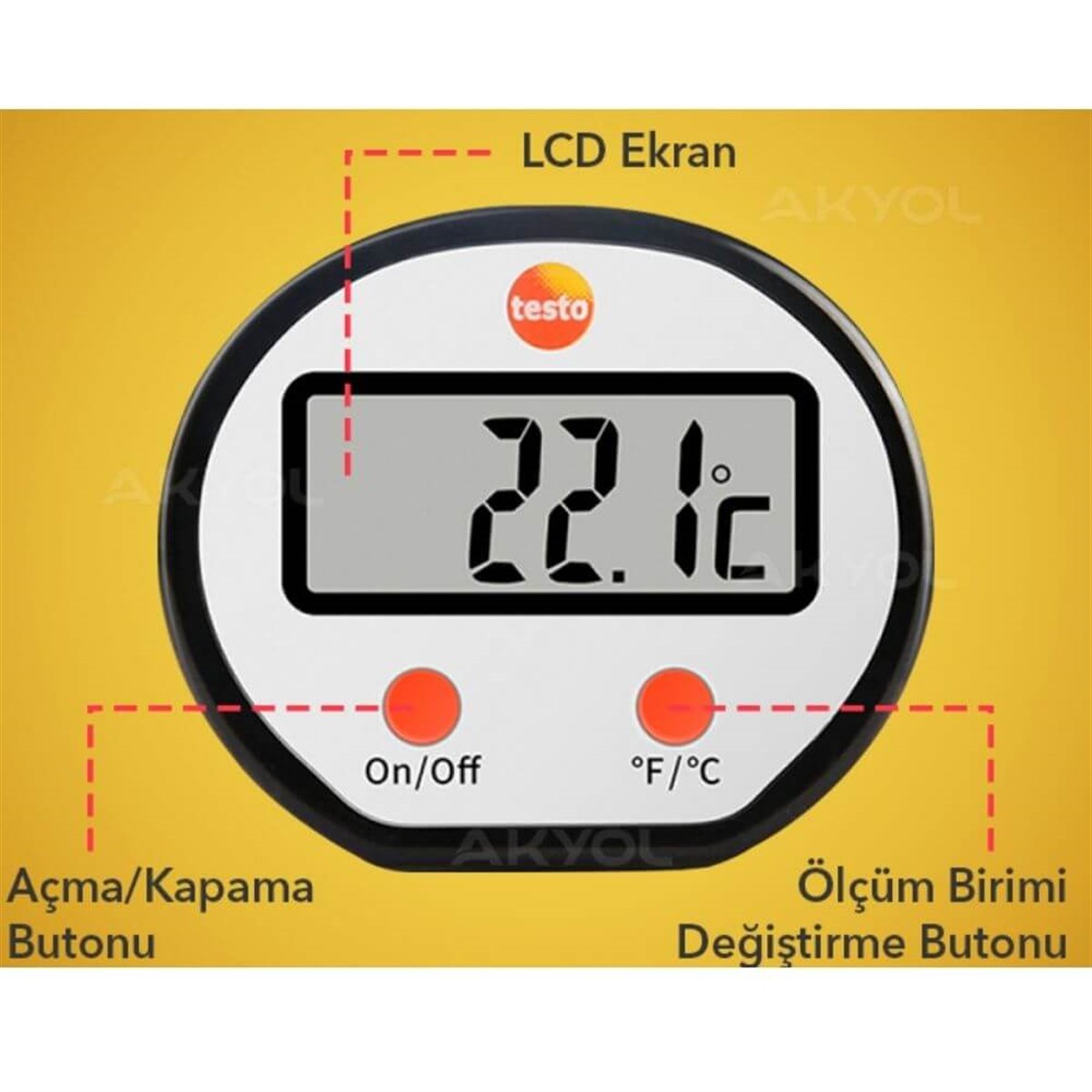 .Testo Üstten Göstermeli Mini Termometre 20.5cm Prob TÜM ÖLÇÜM CİHAZLARITESTO zoofarm