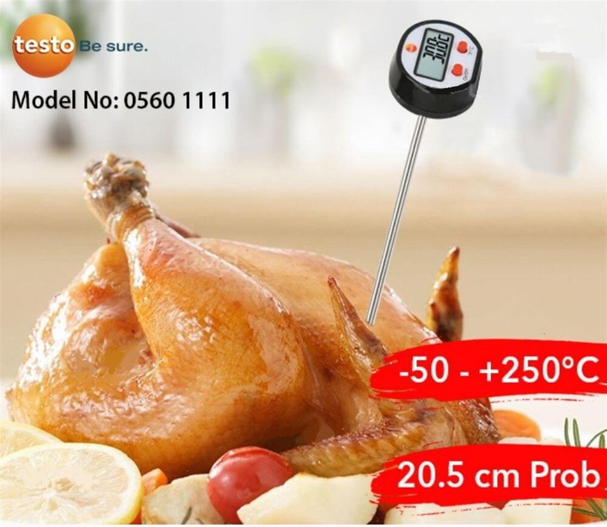 .Testo Üstten Göstermeli Mini Termometre 20.5cm Prob TÜM ÖLÇÜM CİHAZLARITESTO zoofarm