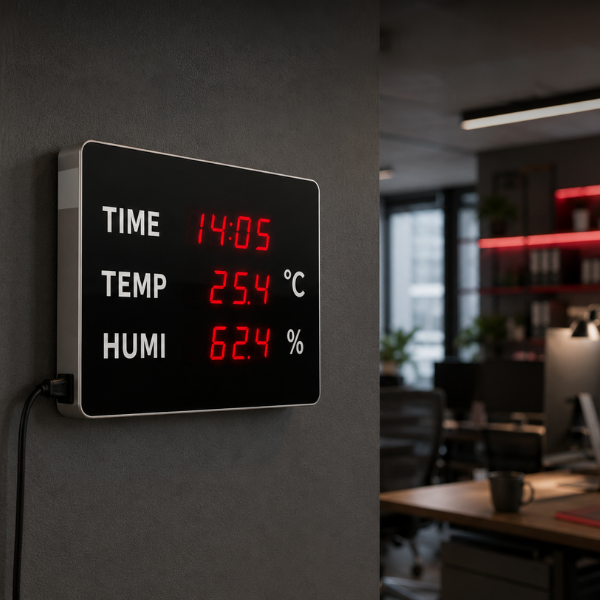 Huato TimeSense-18 Büyük LED Ekranlı Dijital Saat, Sıcaklık ve Nem Göstergesi Işıklı İç Ortam Saat Göstergebrand> zoofarm