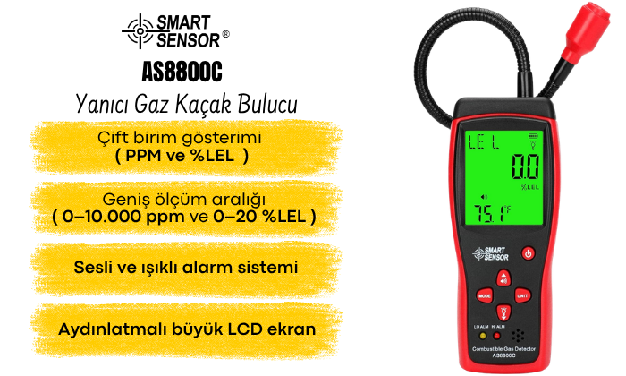AS8800C Yanıcı Gaz Dedektörü | PPM ve LEL Yanıcı Gaz Dedektörleribrand> zoofarm