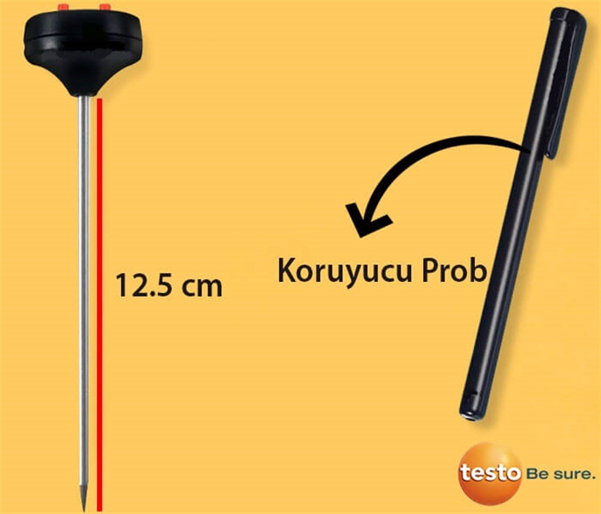 .Testo Üstten Göstermeli Mini Termometre 12.5cm Prob TÜM ÖLÇÜM CİHAZLARIOLCUMCİHAZFİYAT zoofarm