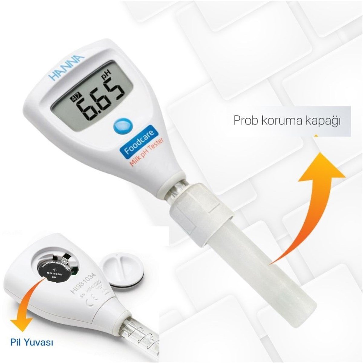 .Hanna HI981034 Süt pH Test Cihazı PH, İLETKENLİK, TUZLULUK ÖLÇERHANNA zoofarm