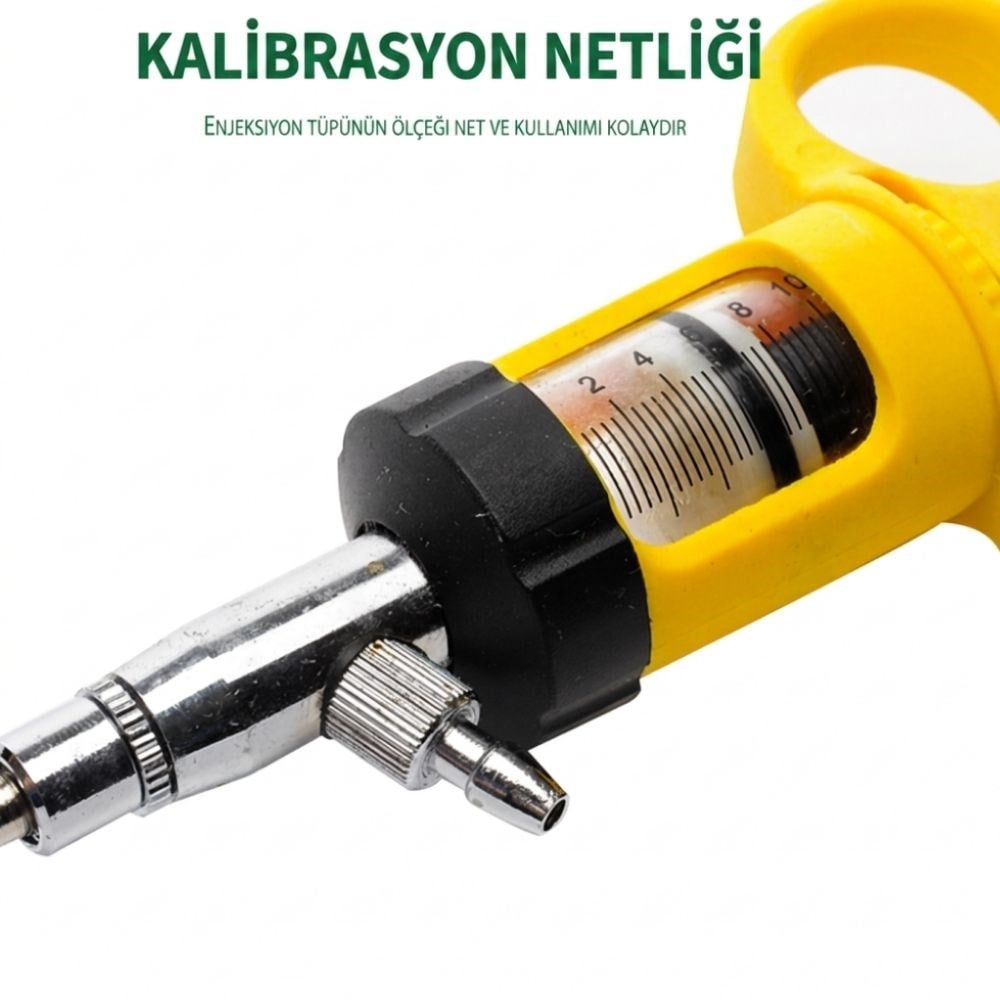 10 ml Hortum Beslemeli Otomatik Veteriner EnjektörüOtomatik Veteriner Enjektörü 10 ml | Hortum Beslemeli Aşı ve İlaç Uygulama Tabancası INJECTORSZOOFARM zoofarm