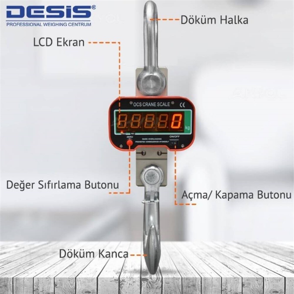 Desis OCS-A Dijital Vinç Baskülü - Hassasiyet:5 kg. Max: 10 ton. | zoofarm.com.trDesis OCS-A Dijital Vinç Baskülü - Hassasiyet:5 kg. Max: 10 ton. TÜM ÖLÇÜM CİHAZLARIDESİS zoofarm