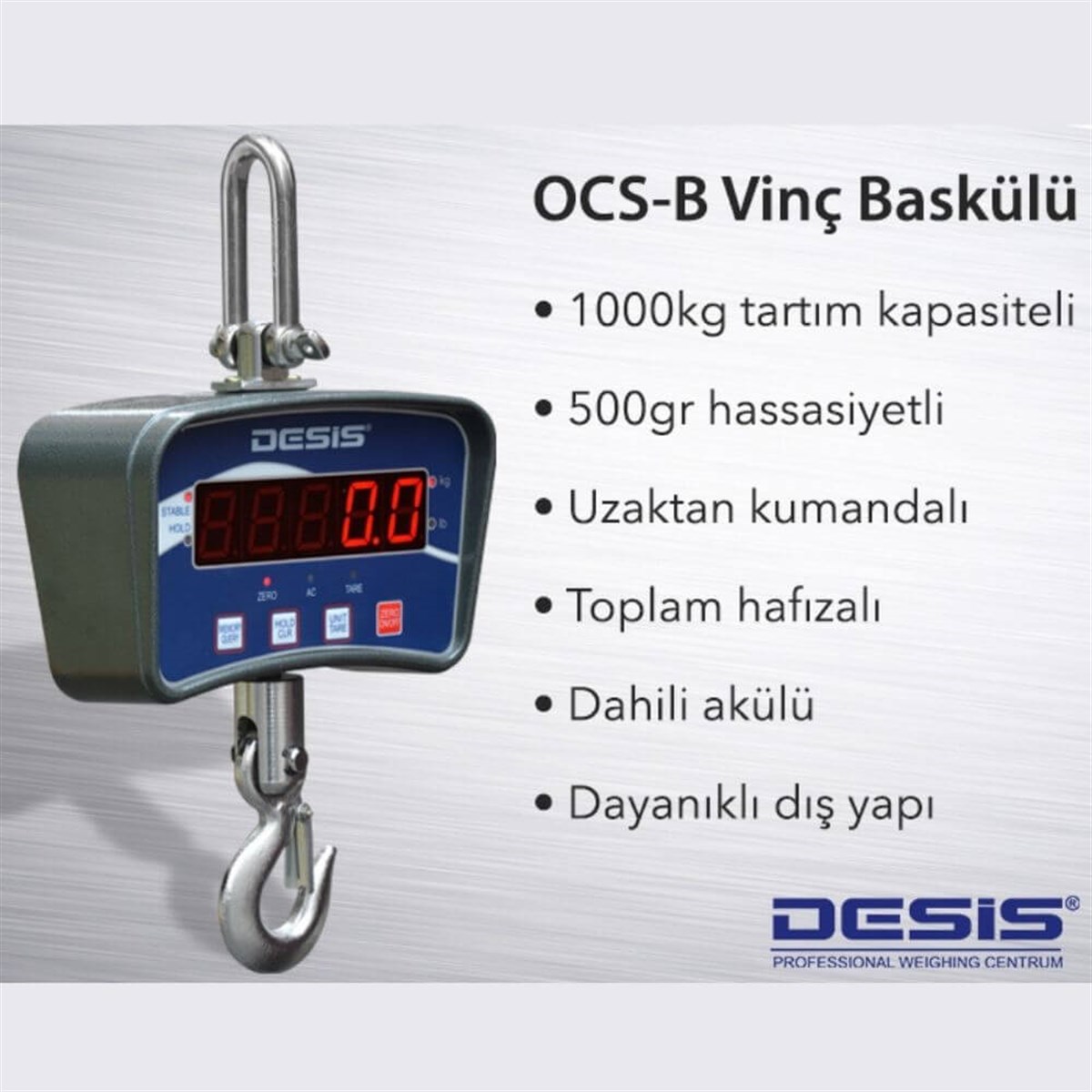 Desis OCS-B Dijital Vinç Baskülü - Hassasiyet: 0,5 kg. Max: 1000 kg. | zoofarm.com.trDesis OCS-B Dijital Vinç Baskülü - Hassasiyet: 0,5 kg. Max: 1000 kg. TÜM ÖLÇÜM CİHAZLARIDESİS zoofarm