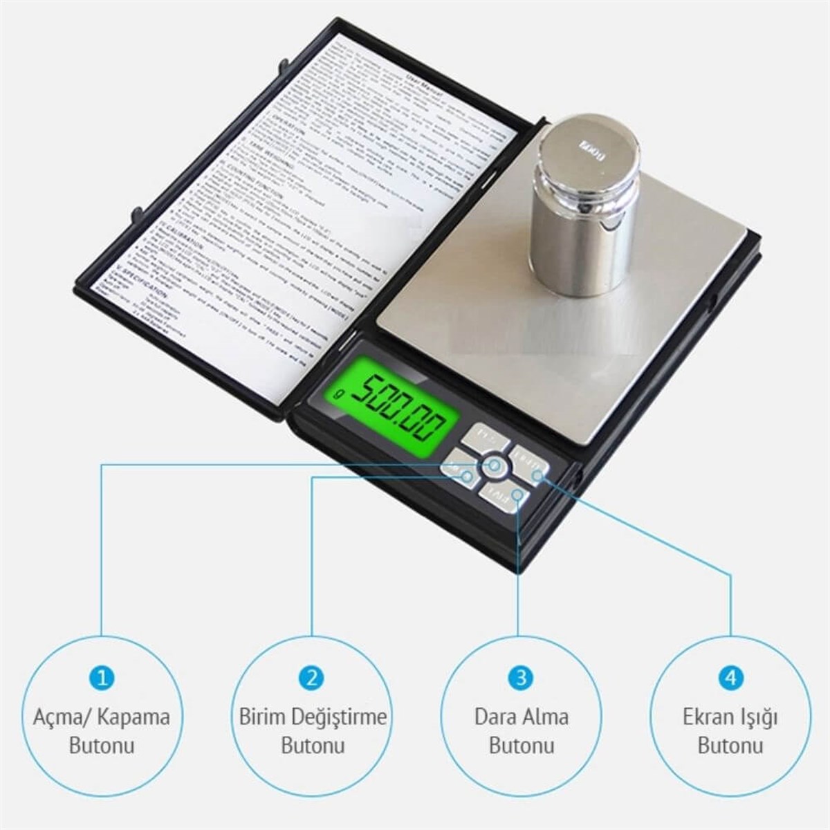 Notebook Kapaklı Cep Terazisi - Hassasiyet: 0,01 gr. Max: 500 gr. | zoofarm.com.trNotebook Kapaklı Cep Terazisi - Hassasiyet: 0,01 gr. Max: 500 gr. TÜM ÖLÇÜM CİHAZLARILOYKA zoofarm