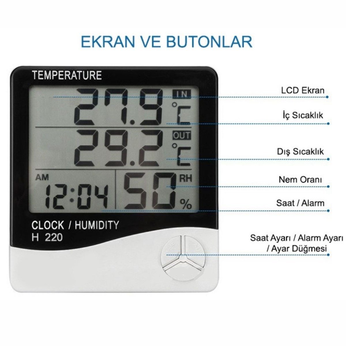 OEM H220 İç Ortam Nem ve Sıcaklık, Dış Ortam Sıcaklık Ölçer HTC-2 | zoofarm.com.trOEM H220 İç Ortam Nem ve Sıcaklık, Dış Ortam Sıcaklık Ölçer HTC-2 TÜM ÖLÇÜM CİHAZLARIOEM zoofarm
