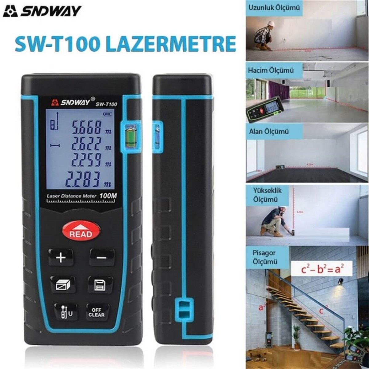 SNDWAY SW-T100 Lazermetre (100 Metre Ölçüm) | zoofarm.com.trSNDWAY SW-T100 Lazermetre (100 Metre Ölçüm) TÜM ÖLÇÜM CİHAZLARILOYKA zoofarm