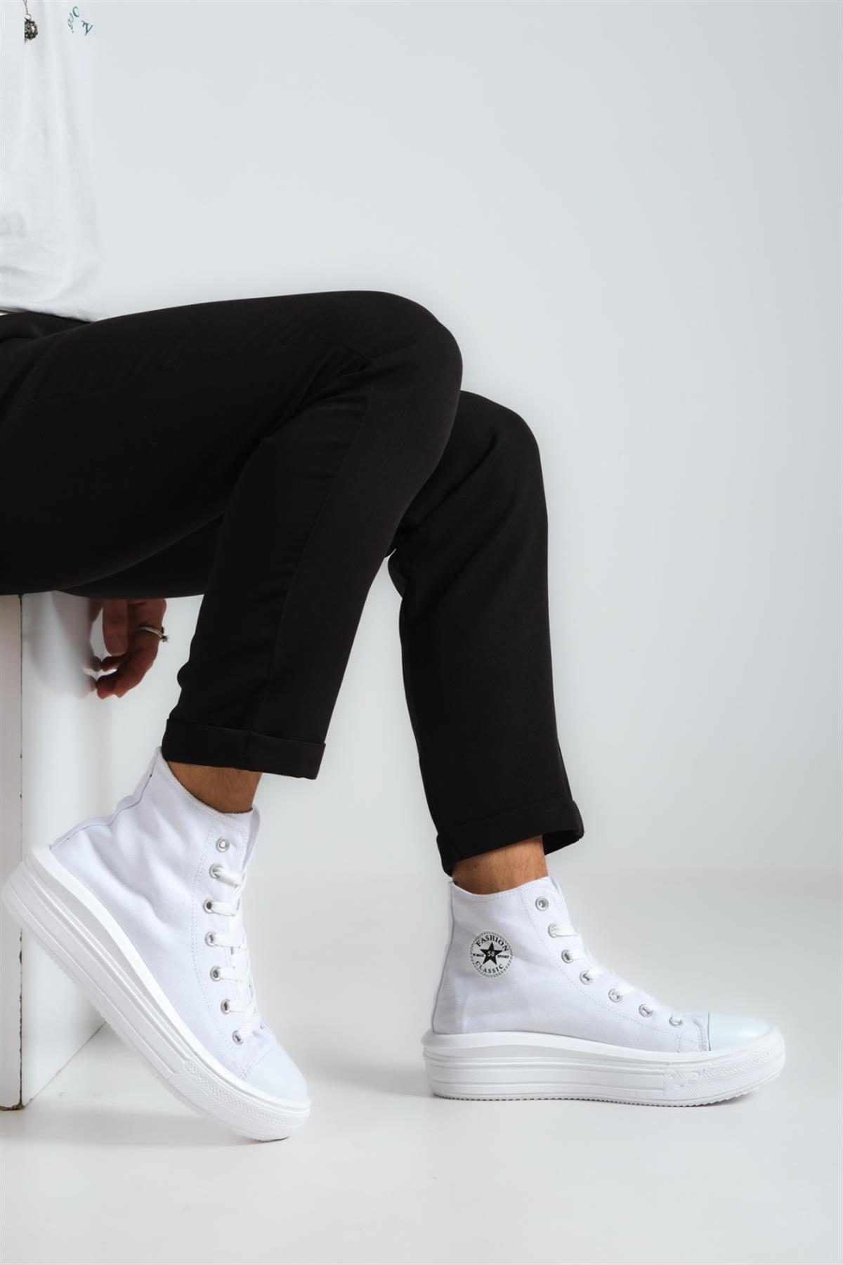 Gwen Beyaz Uzun Erkek Sneaker