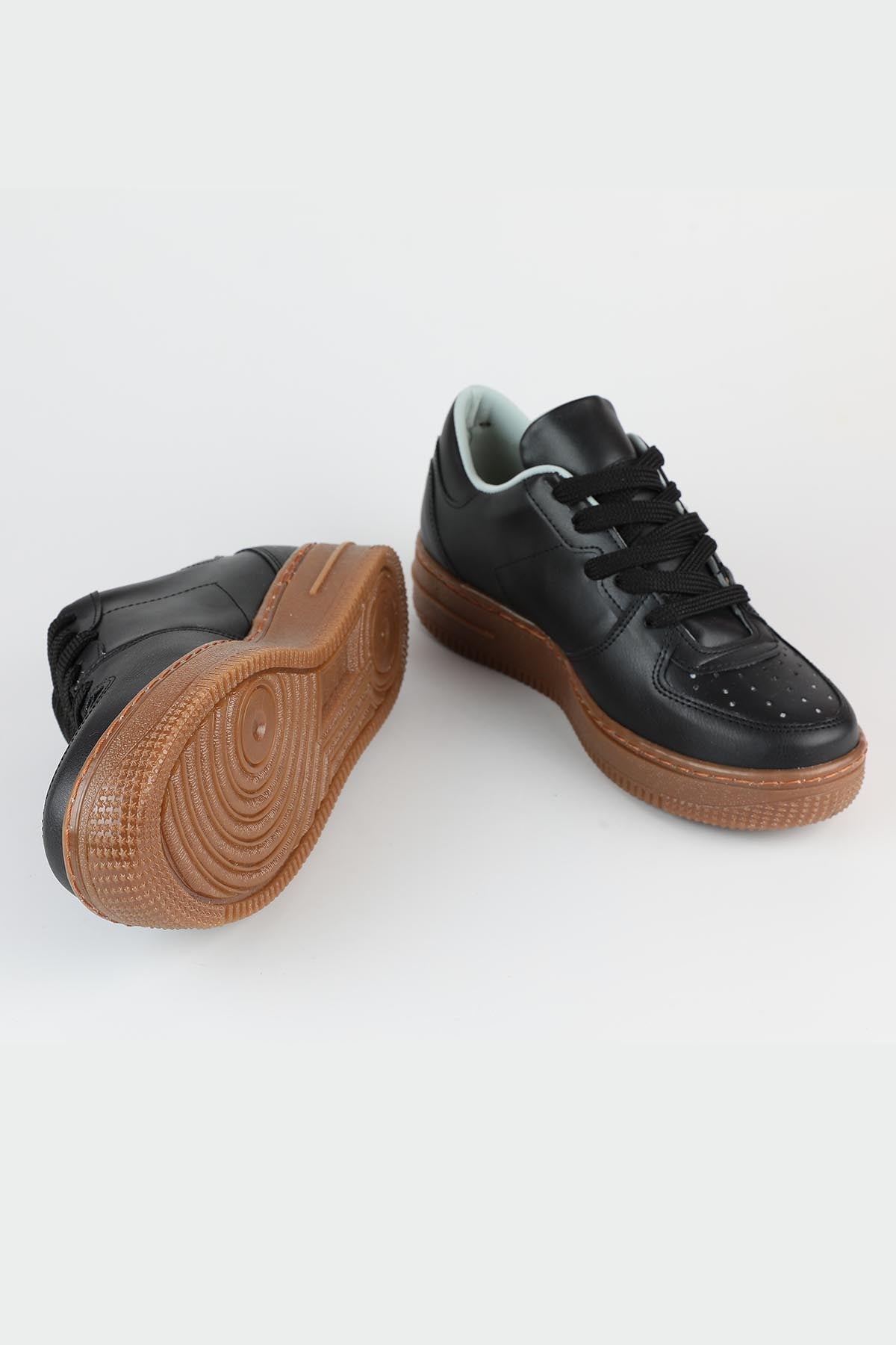 Unisex Gwenliza Air ST Siyah Cilt Deri Bağlı Spor Ayakkabı