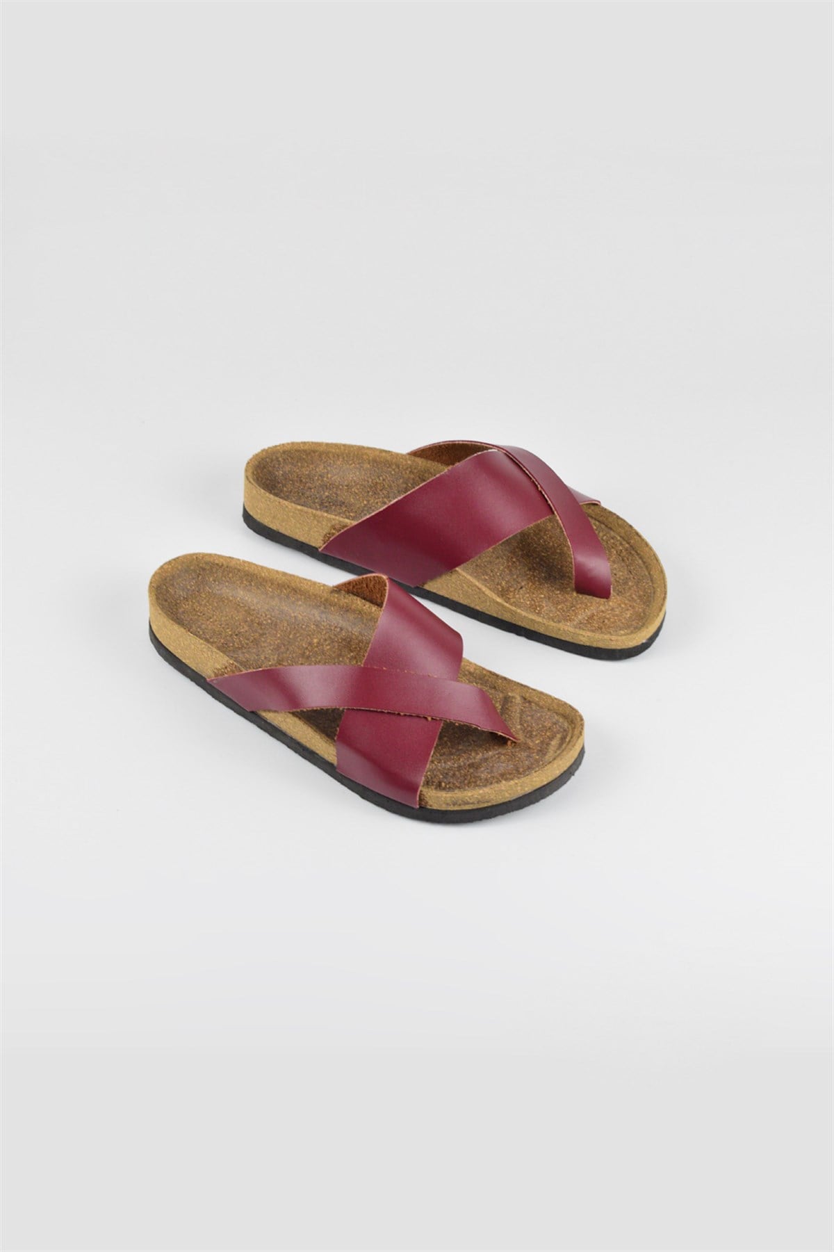 Unisex Gwenliza Dre Bordo Antibakteriyel Mantar Taban Hakiki Deri Terlik