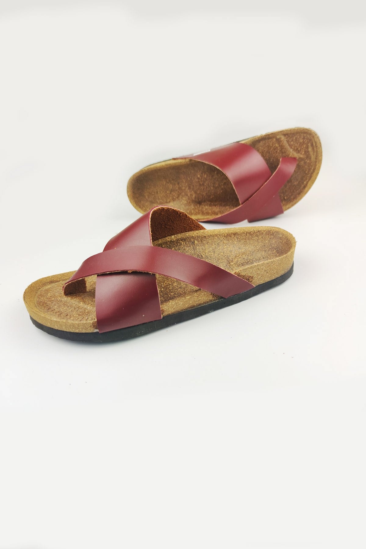 Unisex Gwenliza Dre Bordo Antibakteriyel Mantar Taban Hakiki Deri Terlik
