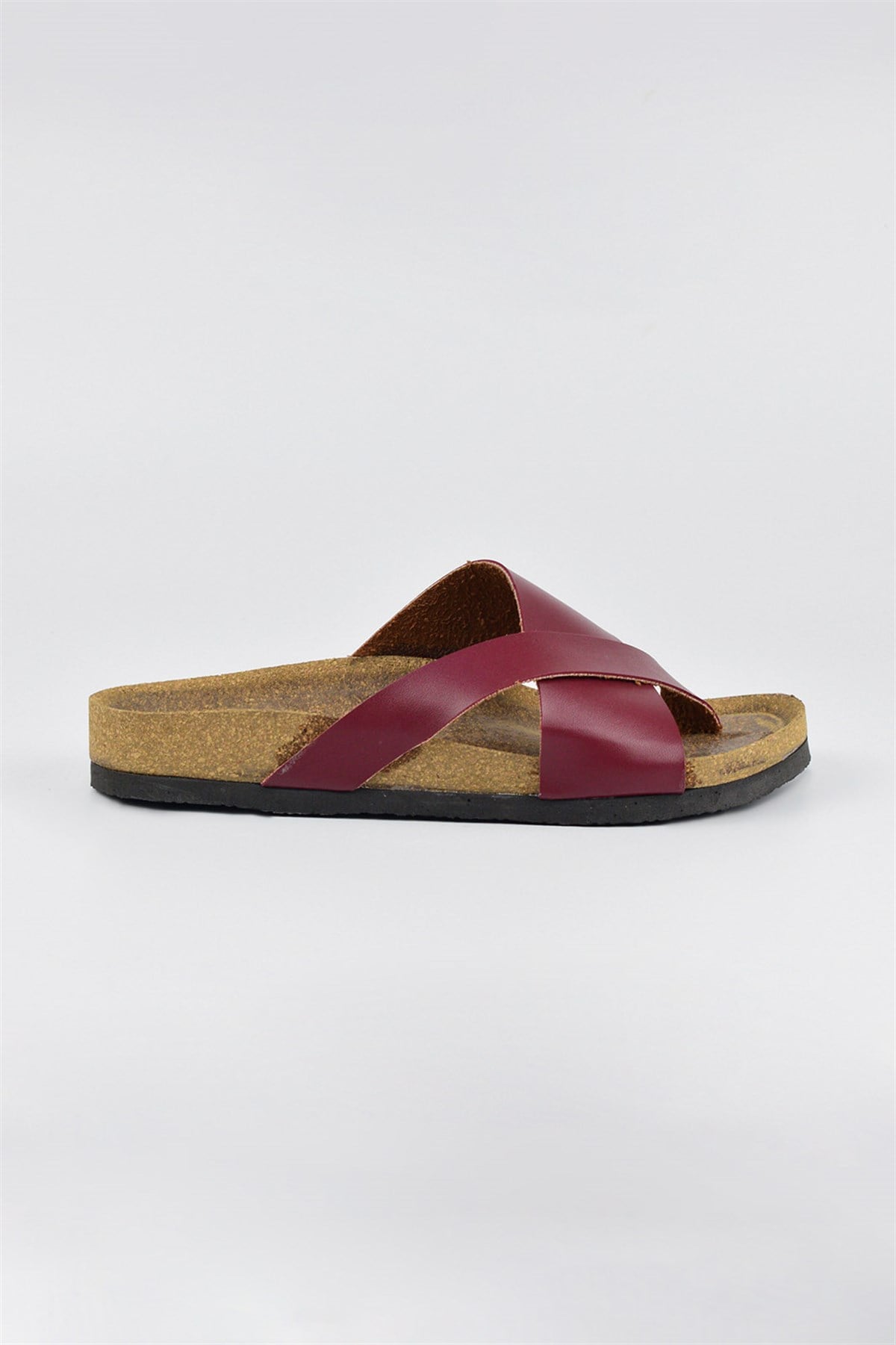 Unisex Gwenliza Dre Bordo Antibakteriyel Mantar Taban Hakiki Deri Terlik