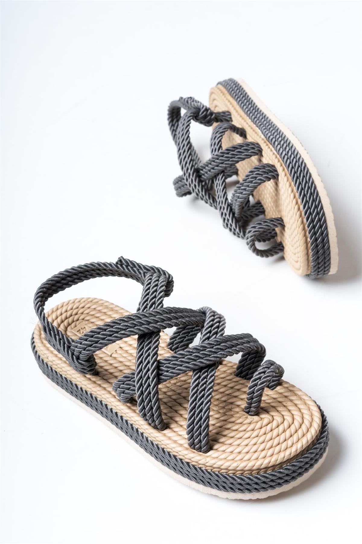Unisex Servantes Gri Gwenliza Hasır Sandalet