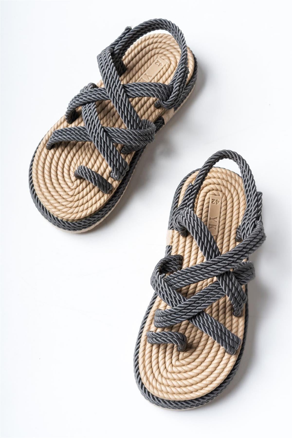 Unisex Servantes Gri Gwenliza Hasır Sandalet