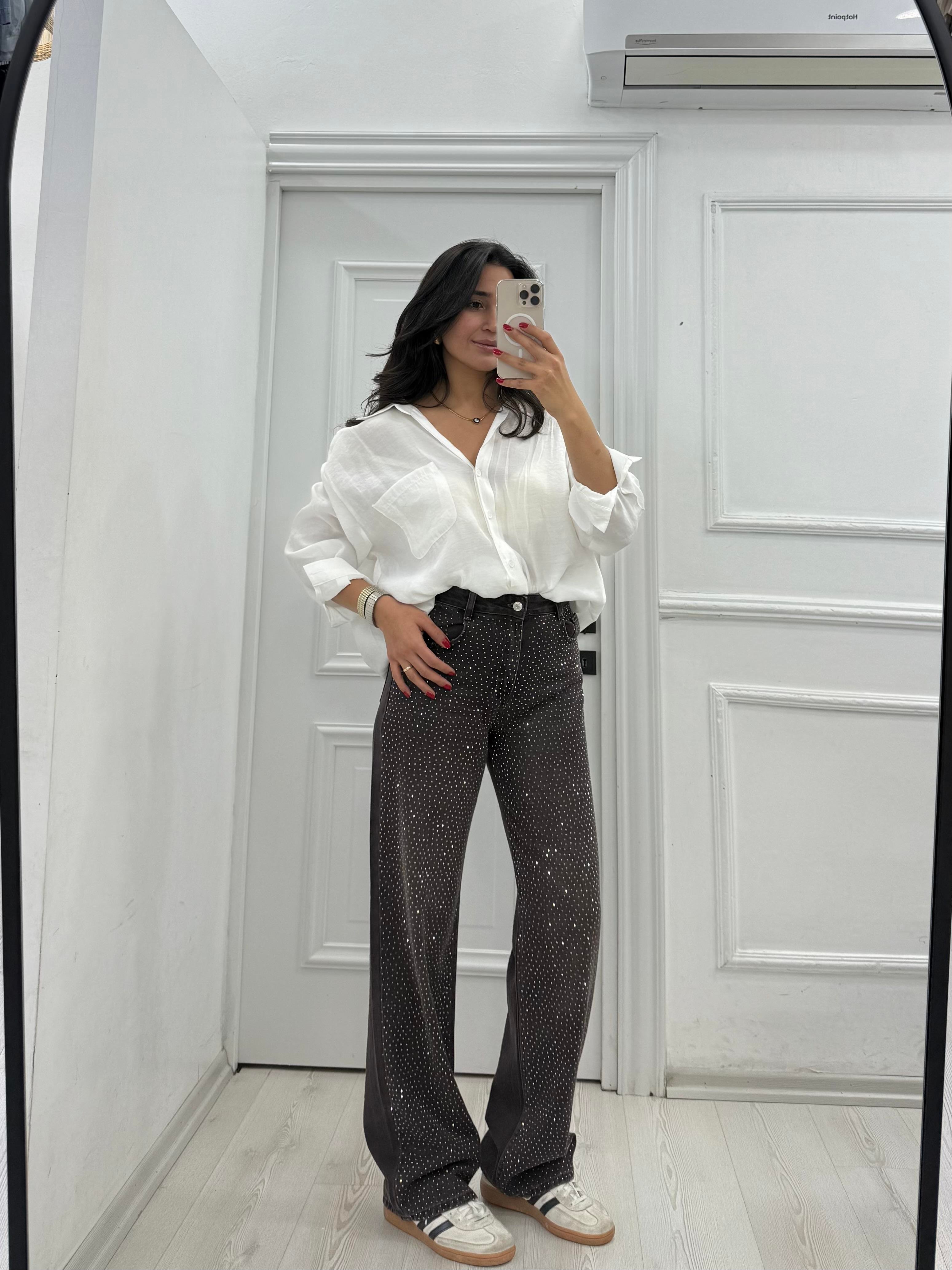 Acı Kahve Taşlı Jean 