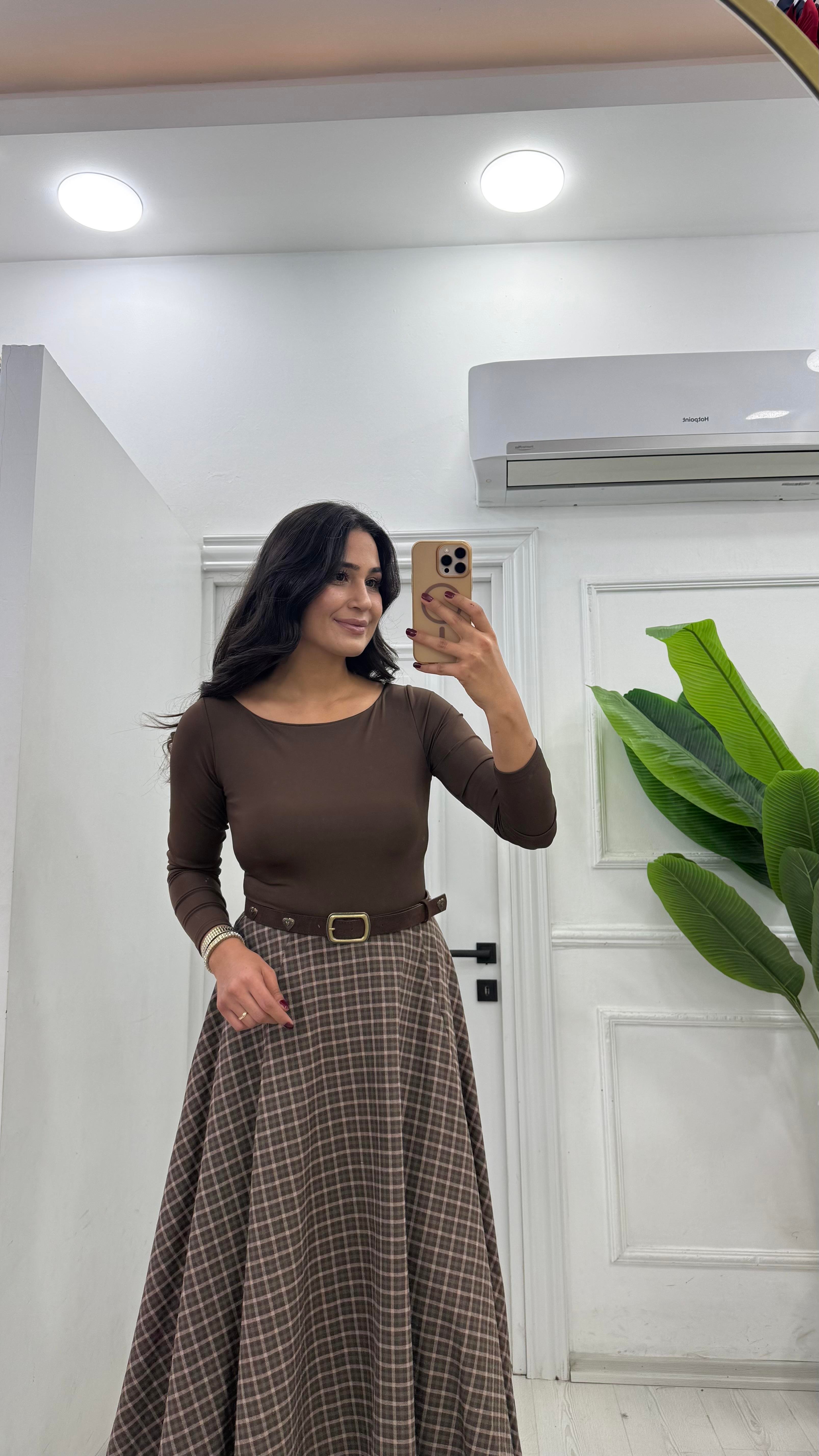 Kayık Yaka Kahve Bodysuit