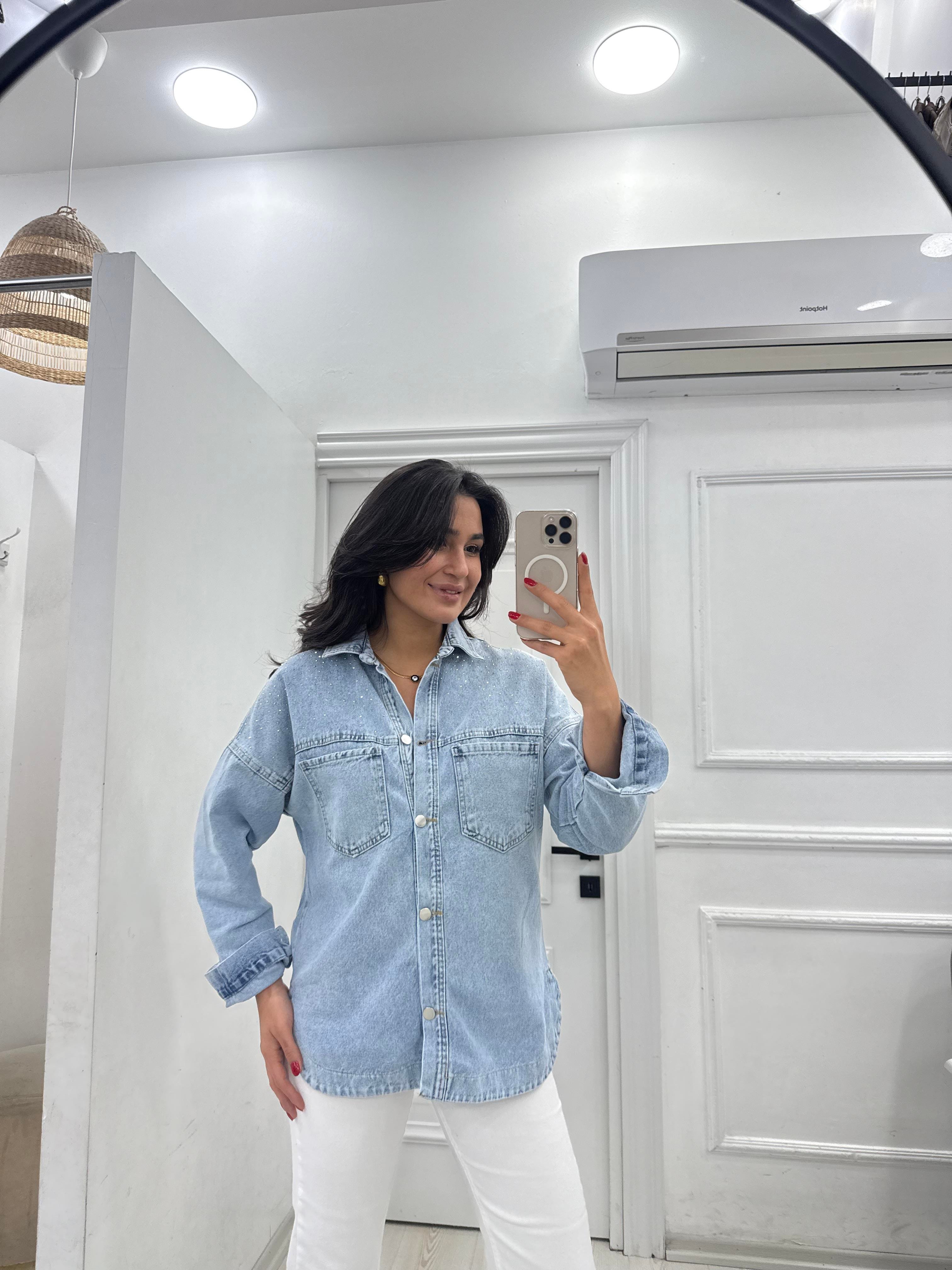 Taşlı Yıldız İşlemeli Denim 