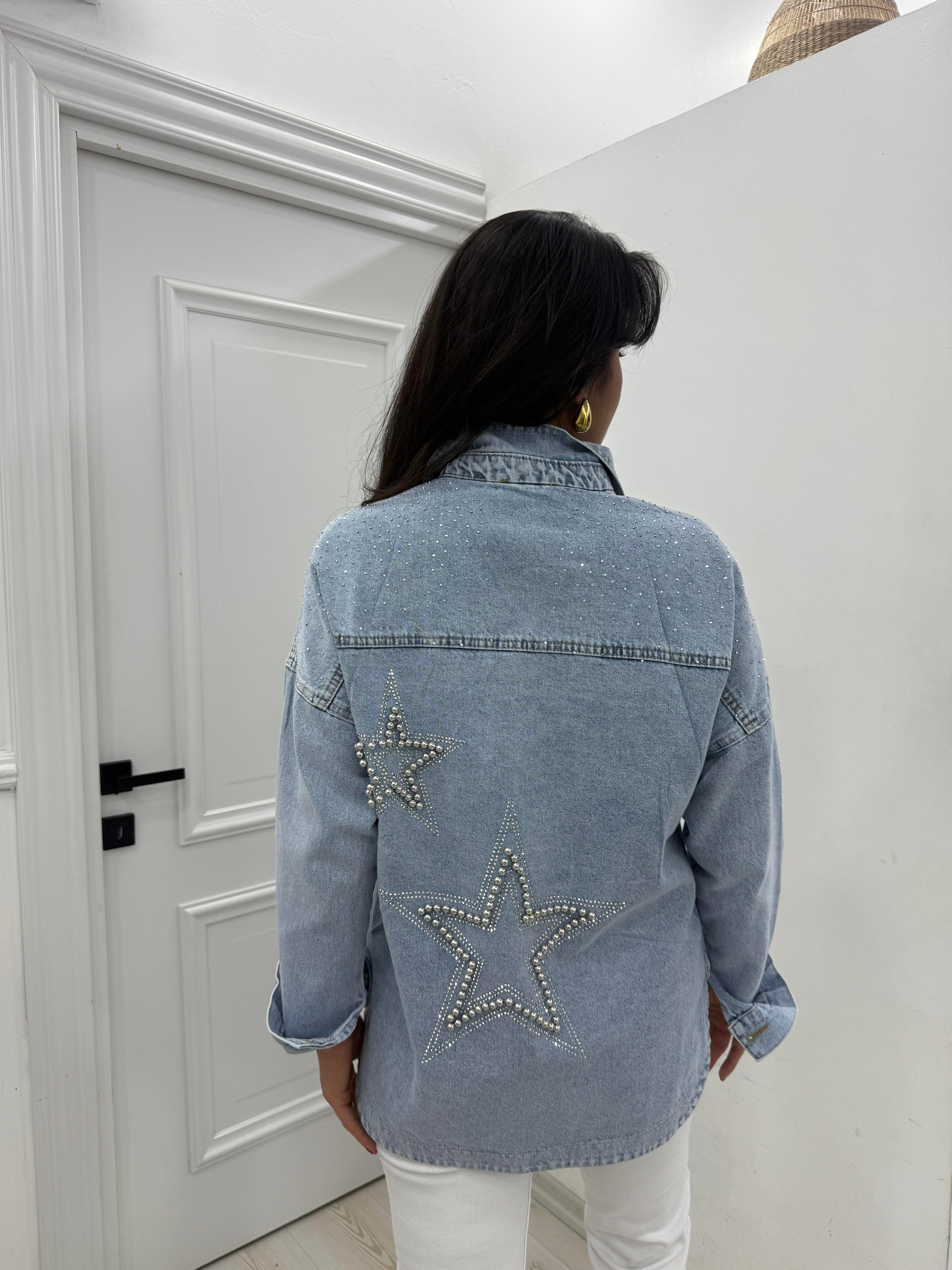 Taşlı Yıldız İşlemeli Denim 