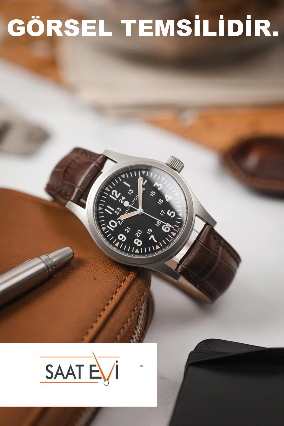 14mm-16mm-18mm-20mm-22mm-24mm-26mm-28mm Siyah Renk Suni Deri Saat Kordonu Kayışı