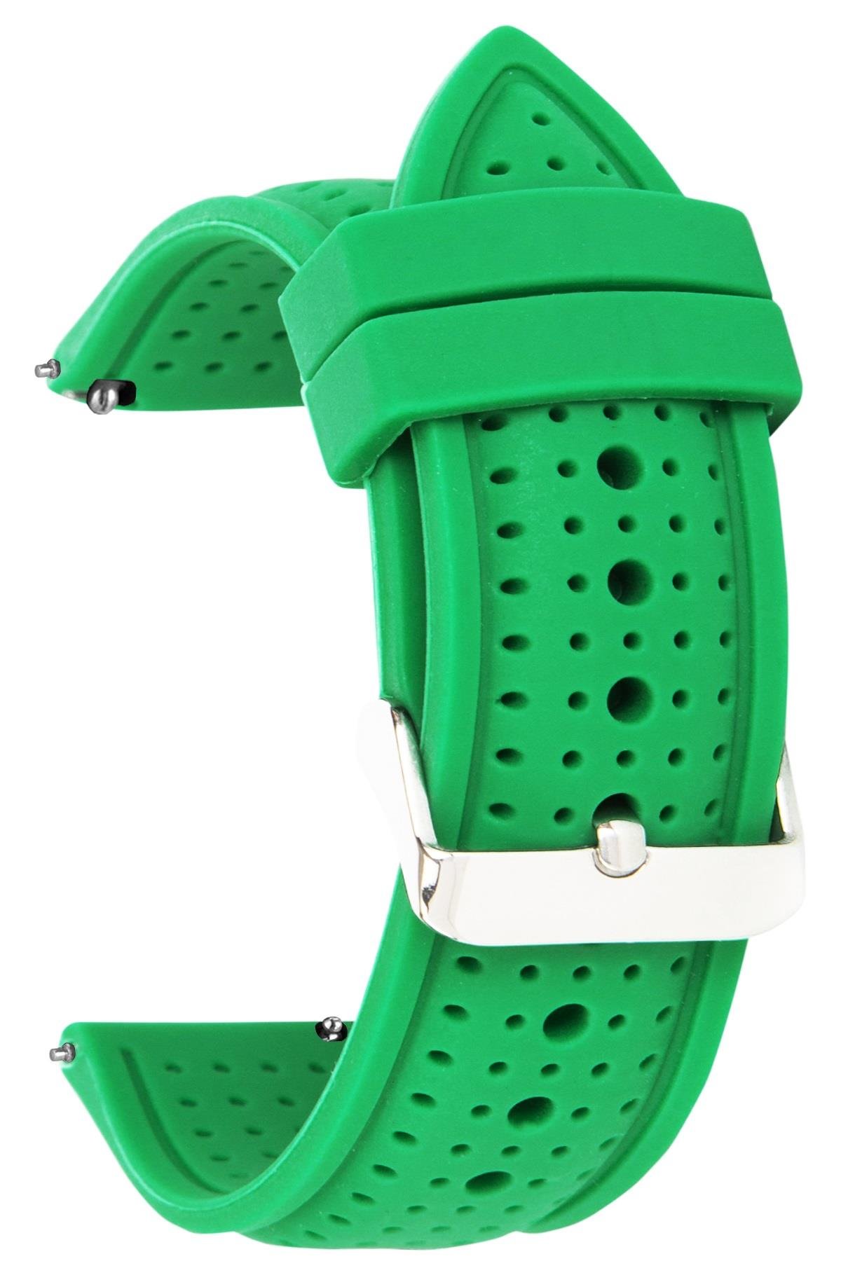 18mm-20mm-22mm-24mm Yeşil Renk Silikon Saat Kordonu Kayışı S26