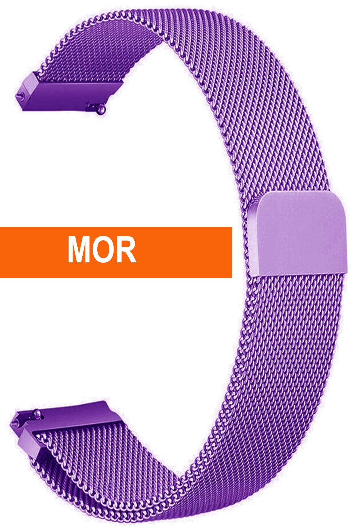 20mm-22mm-24mm Mor Renk Mıknatıslı Hasır Saat Kordonu Kayışı