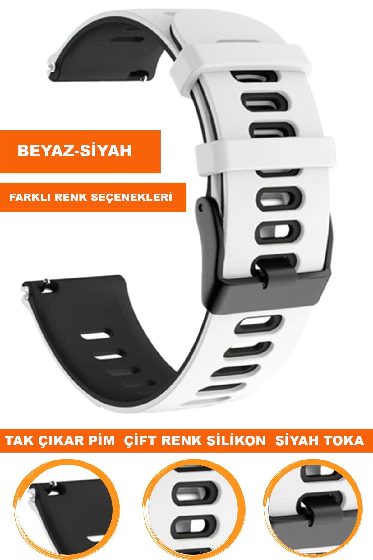 20mm-22mm Saat Uyumlu Çift Renk Silikon Saat Kordonu Kayışı A56