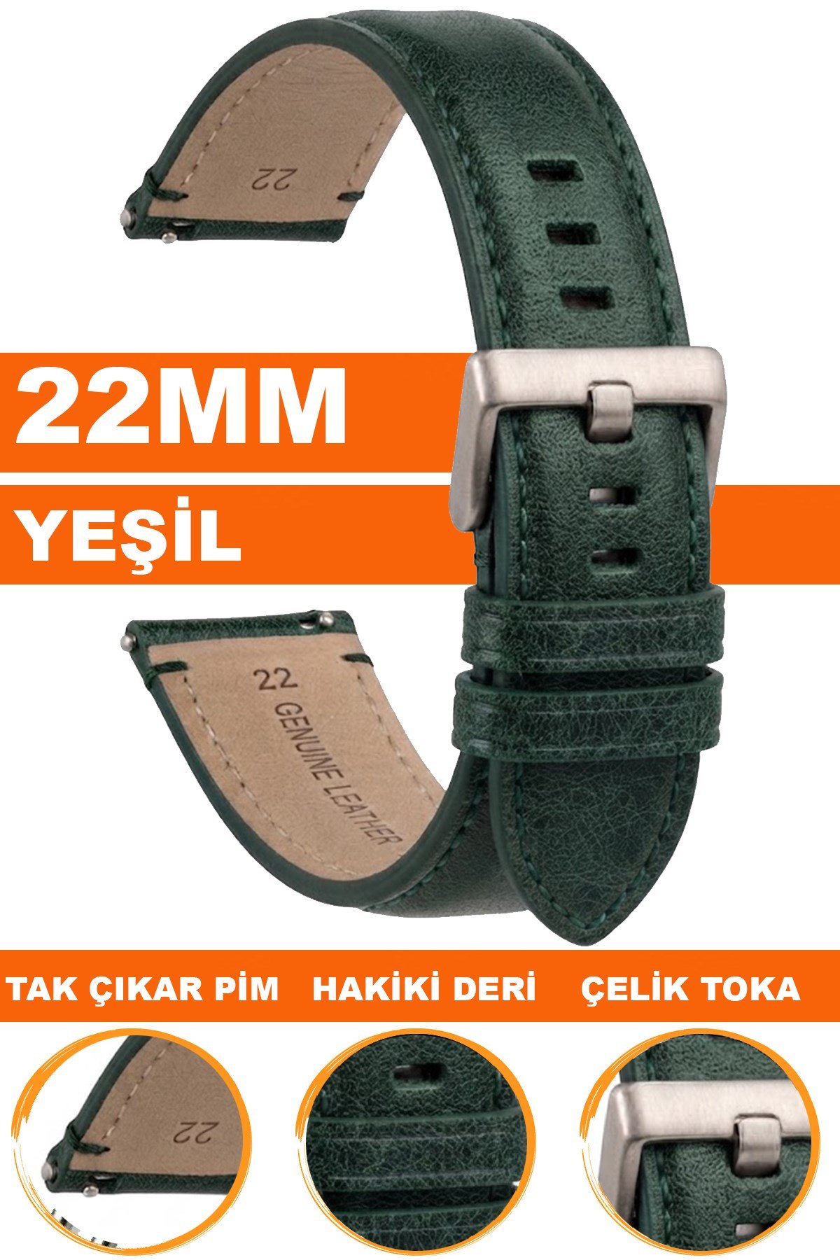 22mm Fossil Saatlerle Uyumlu Premium Hakiki Deri Saat Kordonu Kayışı L35FSL