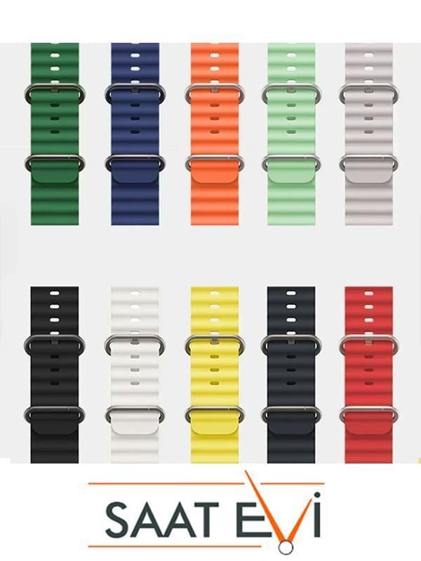 Apple Watch 38mm-40mm-41mm-42mm-44mm-45mm-49mm Saatlerle Uyumlu Silikon Saat Kordonu Kayışı