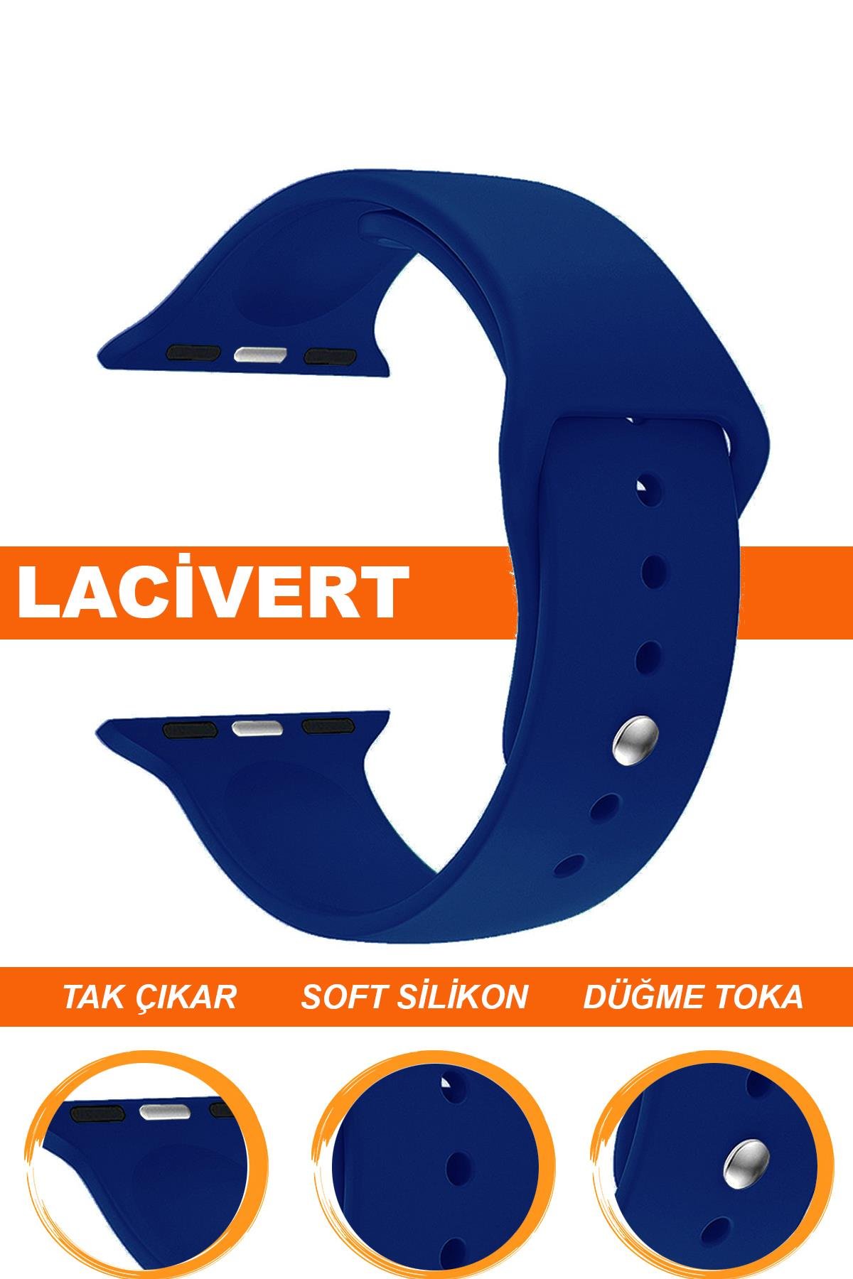 Apple Watch 38mm-40mm-41mm-42mm-44mm-45mm-49mm Saatlerle Uyumlu Silikon Saat Kordonu Kayışı