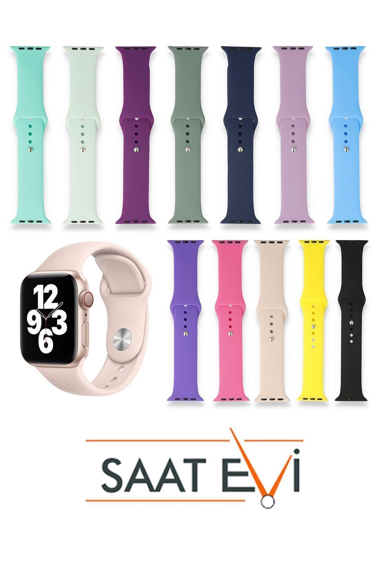 Apple Watch 38mm-40mm-41mm-42mm-44mm-45mm-49mm Saatlerle Uyumlu Silikon Saat Kordonu Kayışı