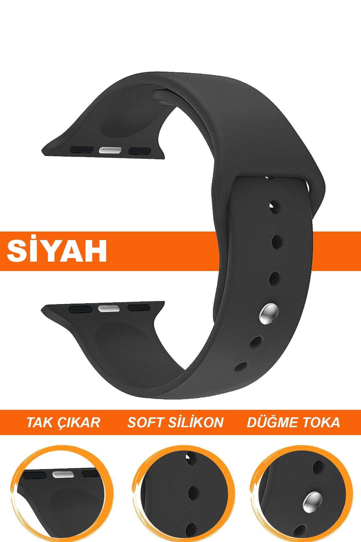 Apple Watch 38mm-40mm-41mm-42mm-44mm-45mm-49mm Saatlerle Uyumlu Silikon Saat Kordonu Kayışı