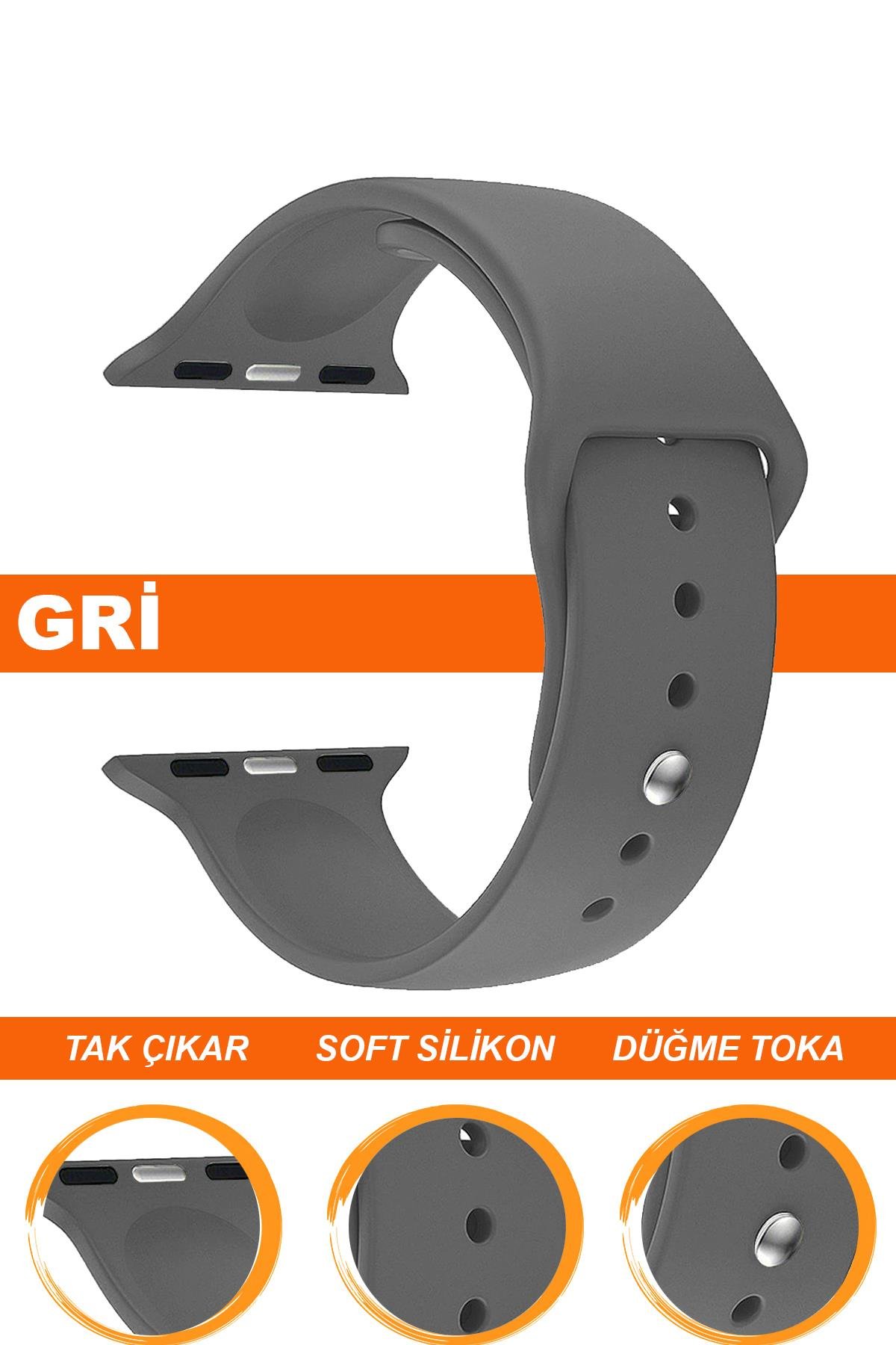 Apple Watch 38mm-40mm-41mm-42mm-44mm-45mm-49mm Saatlerle Uyumlu Silikon Saat Kordonu Kayışı
