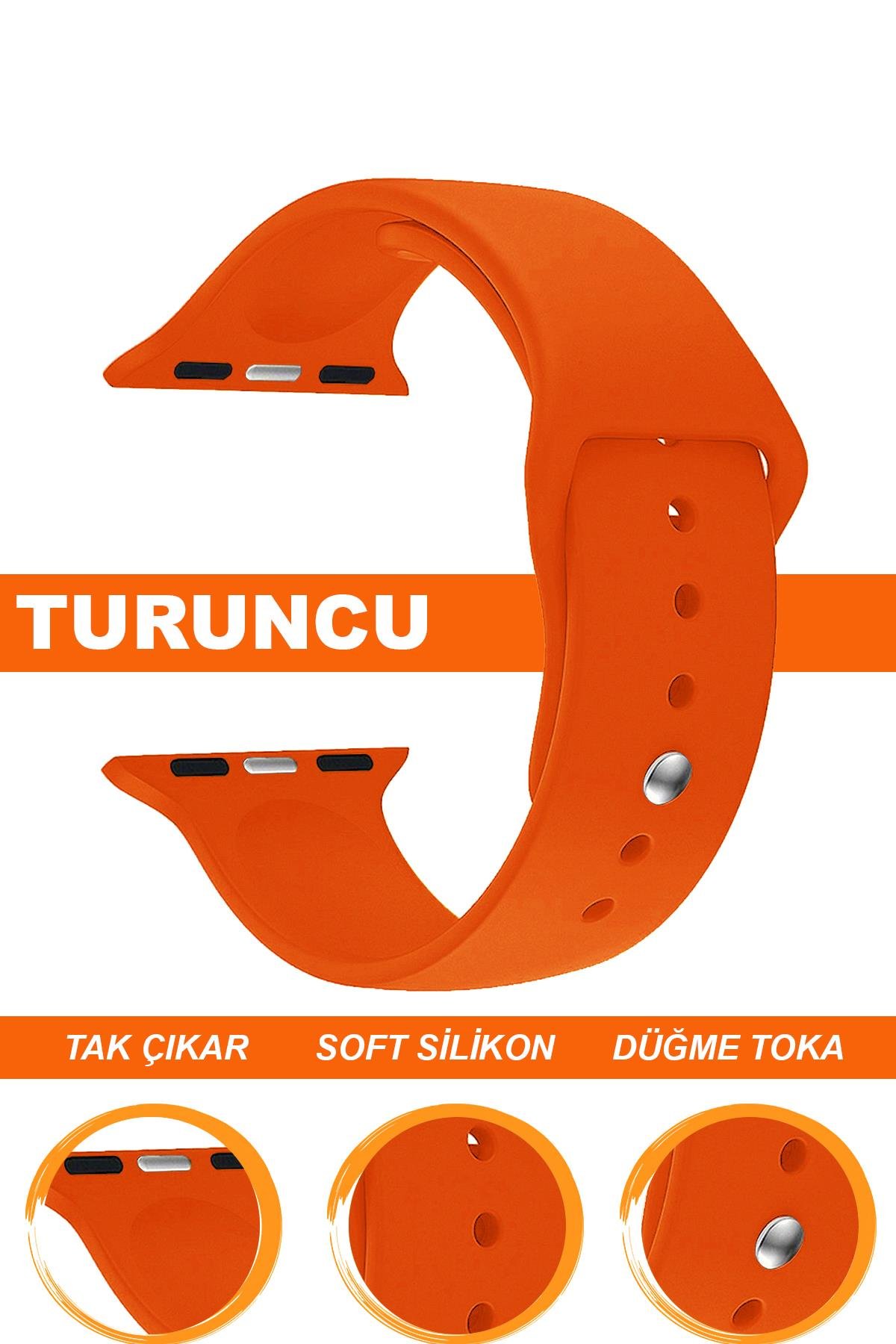 Apple Watch 38mm-40mm-41mm-42mm-44mm-45mm-49mm Saatlerle Uyumlu Silikon Saat Kordonu Kayışı